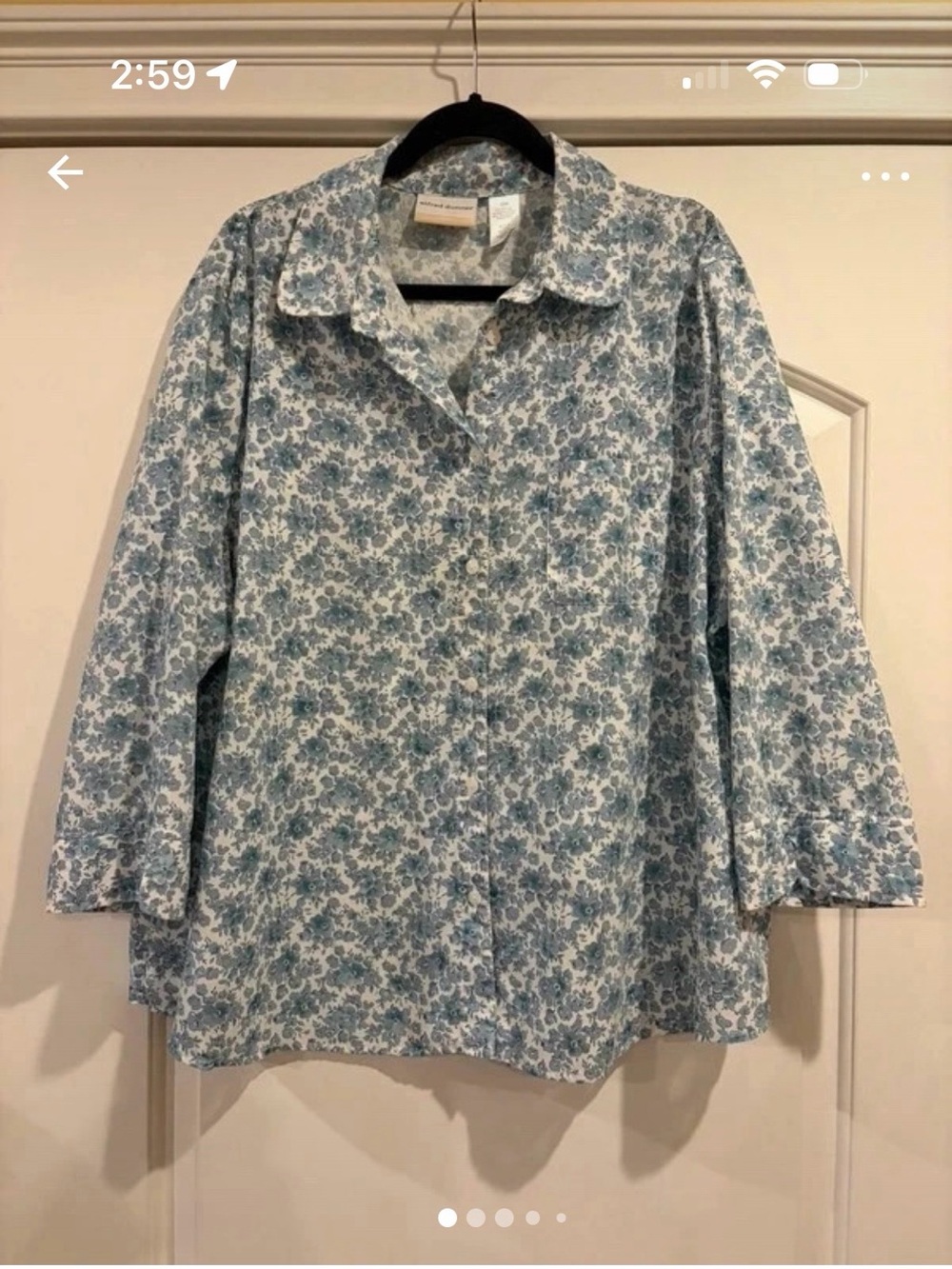 Alfred Dunner Light Blue Floral Button-Down Shirt